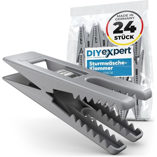 TEPPD-Pinces à linge Sturm fabriquées en Allemagne - Gris platine - Pinces solides pour corde à linge, séchoir à linge rotatif et séchoir à linge - Pour chaise longue de plage