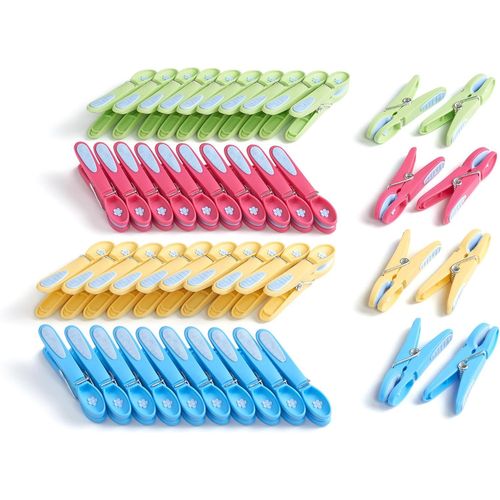 Pince a Linge Fleur ¿ Pinces à Linge ¿ Epingle a Linge ¿ Fabriqué en France ¿ 80mm x 15mm ¿ Bleu-Blanc/Blanc-Bleu ¿ Lot de 48 Pièces