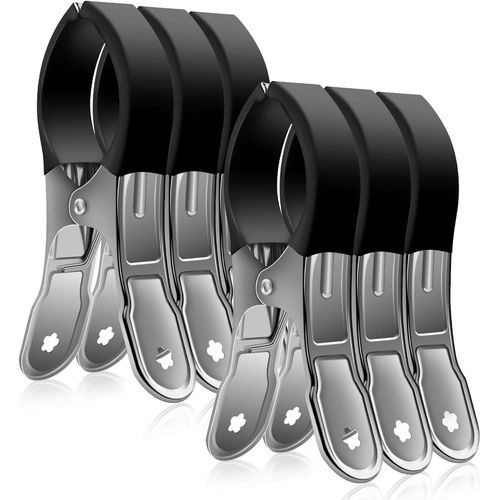 Few-Pinces À Serviettes Pour Chaise Longue De Plage, 6 Pièces Pince À Linge Inox, Durable Grosse Pince, Epingle A Linge Pour Serviettes De Plage, Chaussettes, Vêtement (Noir)