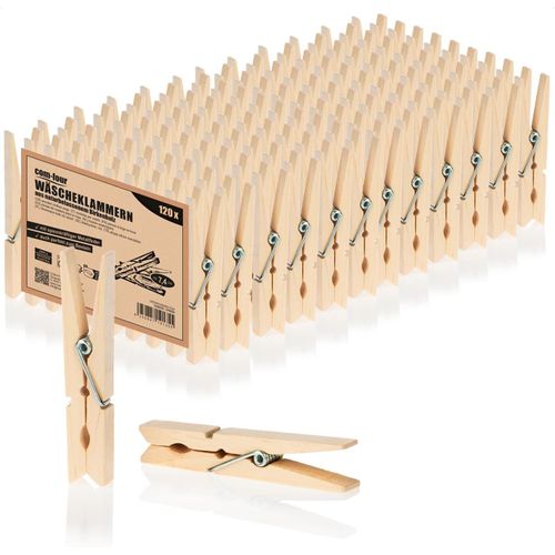TEPPD-COM-FOUR® 120x Pinces à Linge en Bois \u2013 Robustes et polyvalentes \u2013 Pinces en Bois de Bouleau pour Suspendre Le Linge et bricoler (120 Pieces - Bouleau)