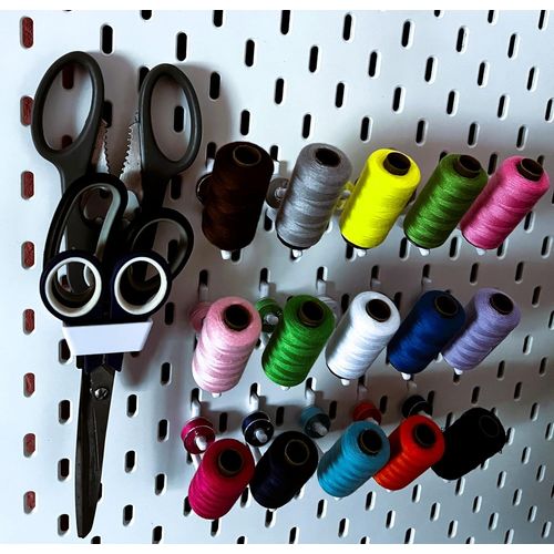 Teppd-. Lot De 15 Rouleaux De Fil À Coudre Et Support De Ciseaux Pour Panneau Perforé Ikea Skadis I Skadis Accessoires Support Plaque Perforée Support De Bobines De Fil