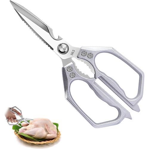 Teppd-Ciseaux De Cuisine Robuste,5 En 1 Professionnel En Acier Inoxydable,Poignée Ergonomique Et Lames En Titane,Avec Fonction Dentelée,Pour Maison,Viande,Verdure,Poulet,Poisson,Herbe,Noix,Peef,Argen