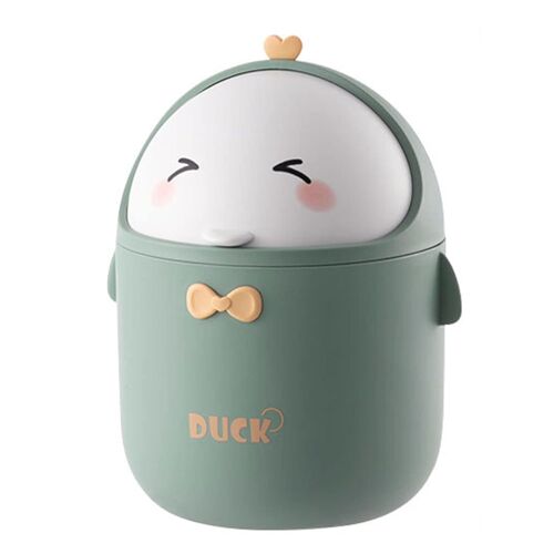 KALANKA-Mini Poubelle, Petite Poubelle, Poubelle de Table avec Couvercle, Petite Poubelle de Salle de Bain, pour Salle Bain, Bureau Poubelle de Style Dessin Animé Mignon Portable ((Vert))