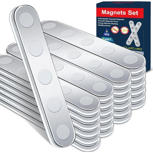 Teppd-Aimant Puissant Autocollant Aimants Incassable Aimants Neodyme Adhesif Plat Magnetique Bande 58x10x2mm Pour Tableau Blanc Interactif, Images, Décoration, Frigo Cuisine Et Maison (12pcs)