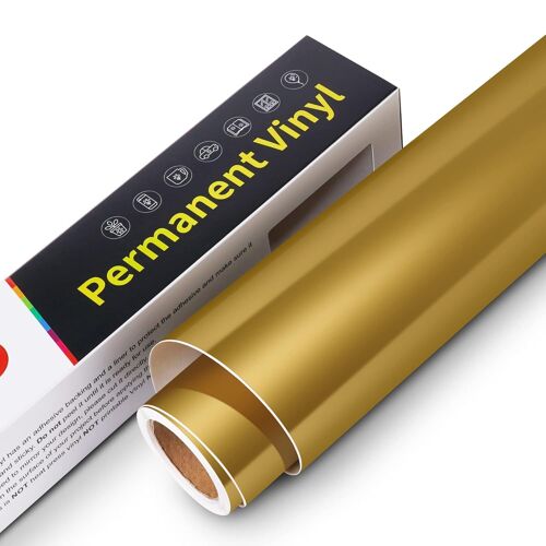 Mevronisshop-Vinyle Adhésif Permanent Or Mat - 30,5 Cm X 305 Cm Rouleau De Vinyle Imperméable, Compatible Avec Cricut, Silhouette Cameo, Décalcomanies, Décorations (Or Mat)