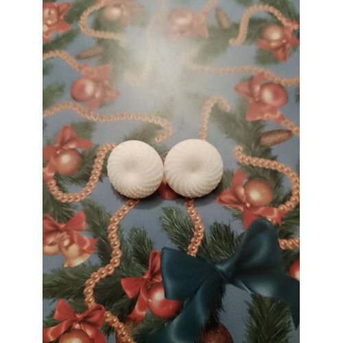 Lot De 2 Boutons Blancs À 1 Trou 1,7 Cm En Verre Vintage.