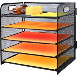 Teppd-Corbeille À Courrier À 5 Niveaux Avec Poignée, Organiseur De Fichiers De Bureau En Maille Métallique Avec Plateaux, Plateaux De Classement De Bureau A4, Porte-Revues Pour La Maison, Le Bureau,