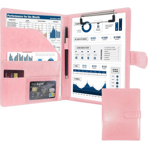 Teppd-Portfolio A5 Porte Document Mallette Organiseur De Conférence Pour Bureaux, Écoles Et Salles De Réunion Rose