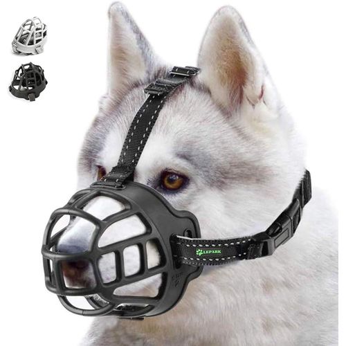 Pata-Muselière Panier Pour Chiens, Prévient L'aboiement, Mâche, Réglable Pour Petits, Moyens Et Grands Chiens. (Taille 3,Noir)