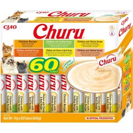 Pata-Churu - Friandises Pour Chats En Pur¿¿E Vari¿¿T¿¿S De Poulet - D¿¿Licieux Snacks Pour F¿¿Lins - Texture Lisse Et Onctueuse - Nourriture Pour Chats - 60 Tubes X 14g