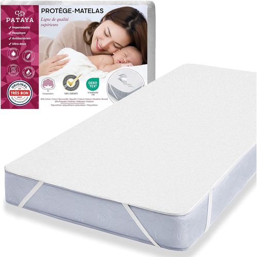 PATA-Protège Matelas Imperméable 140 x 200 x 40 cm PATAYA - Alèse Coton Respirant Oeko-Tex, Drap Housse Élastique 4 Coins, Anti-Acarien Hypoallergénique, Lavable 90 C, Bébé Adulte