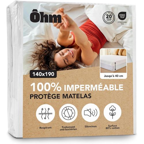 PATA-Protège Matelas 140x190 cm | Alèse Imperméable et Imperceptible | Coton Absorbant Hypoallergénique, Traitement Anti-acarien | Compatible Bonnet Jusqu'à 40 cm | Certifié Oeko-TEX |