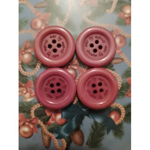Lot De 4 Boutons Roses Edc By Esprit À 4 Trous 3 Cm En Plastique.