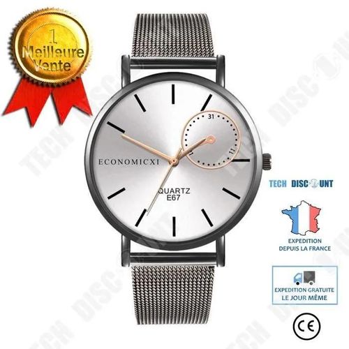 Montre Bracelet - Td® - Quartz - Casual Et Business - Métal - Noir - Mesh