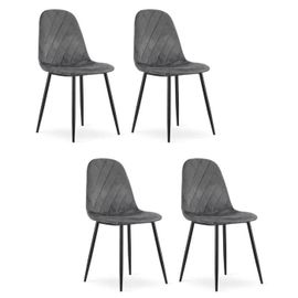 Chaise Komodee Pienza - 4 Pieces - Gris Foncé - Tapisser En Velours 51 X 45 X 88 Cm