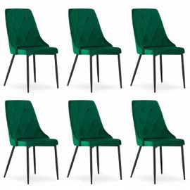 Chaise Komodee Brisighella - 6 Pieces - Vert Foncé - Tapisser En Velours 61 X 49 X 94 Cm