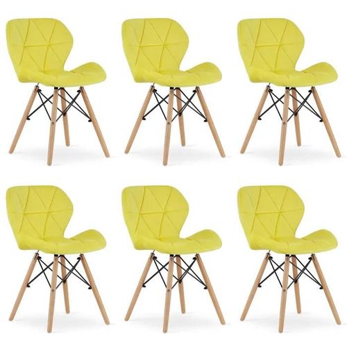 Chaise Komodee Amatrice - 6 Pieces - Jaune - Tapisser En Velours 53 X 48 X 74 Cm
