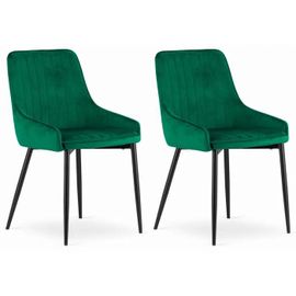 Chaise Komodee Clusone - 2 Pieces - Vert - Tapisser En Velours 58 X 49 X 83 Cm