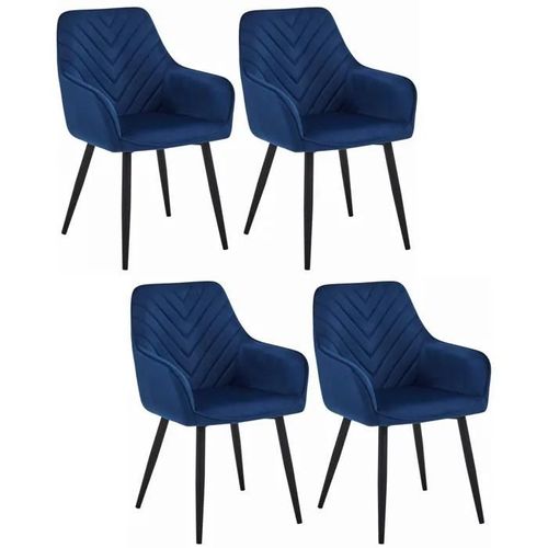 Chaise Komodee Nemi - 4 Pieces - Bleu - Tapisser En Velours 61 X 54 X 84 Cm