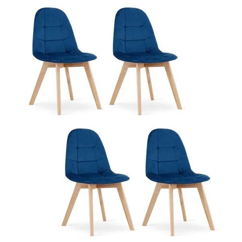 Chaise Komodee Sorano - 4 Pieces - Bleu - Tapisser En Velours 54 X 45 X 82 Cm