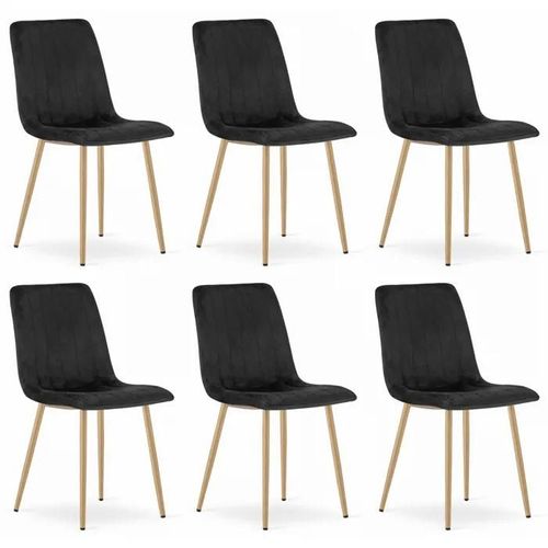 Chaise Komodee Orsara - 6 Pieces - Noir - Tapisser En Velours 51 X 43 X 90 Cm
