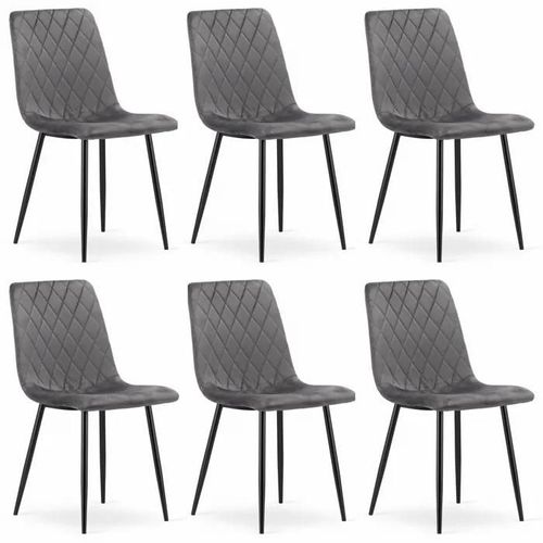 Chaise Komodee Scanno - 6 Pieces - Gris Foncé - Tapisser En Velours 53 X 45 X 89 Cm