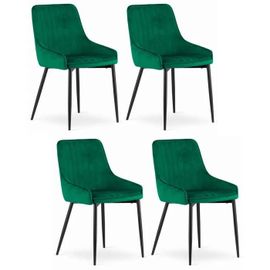 Chaise Komodee Clusone - 4 Pieces - Vert - Tapisser En Velours 58 X 49 X 83 Cm