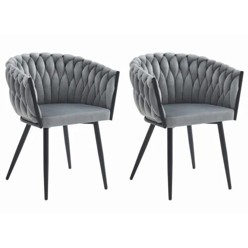Chaise Komodee ARONA - 2 Pieces - GRIS CLAIR - Jambes en métal noir 55 x 61 x 79 cm