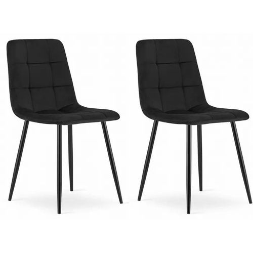 Chaise Komodee Cetara - 2 Pieces - Noir - Tapisser En Velours 51 X 45 X 87 Cm