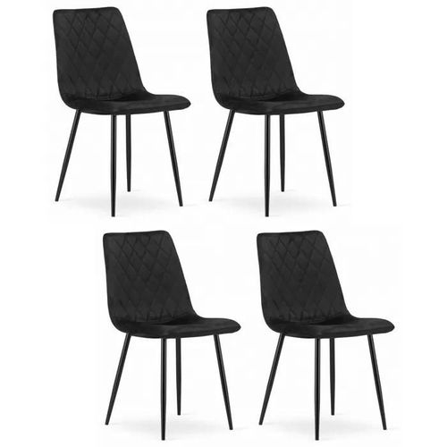 Chaise Komodee Scanno - 4 Pieces - Noir - Tapisser En Velours 53 X 45 X 89 Cm