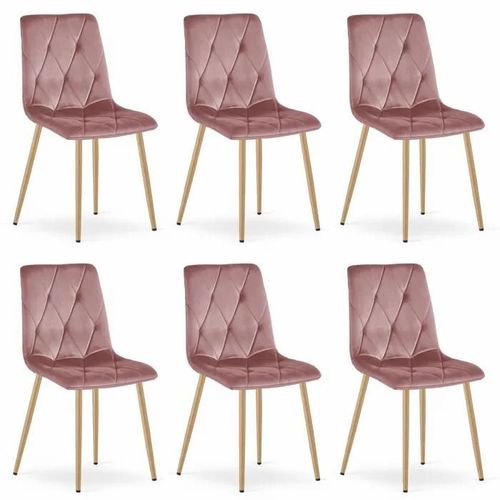 Chaise Komodee Bosa - 6 Pieces - Rose Pieds En Métal 40 X 44 X 89 Cm