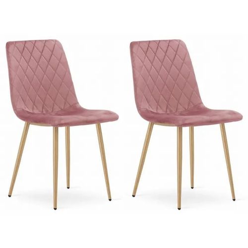 Chaise Komodee Scanno - 2 Pieces - Rose Tapisser En Velours 53 X 45 X 89 Cm