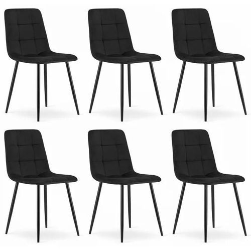 Chaise Komodee Cetara - 6 Pieces - Noir - Tapisser En Velours 51 X 45 X 87 Cm