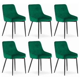 Chaise Komodee Clusone - 6 Pieces - Vert - Tapisser En Velours 58 X 49 X 83 Cm