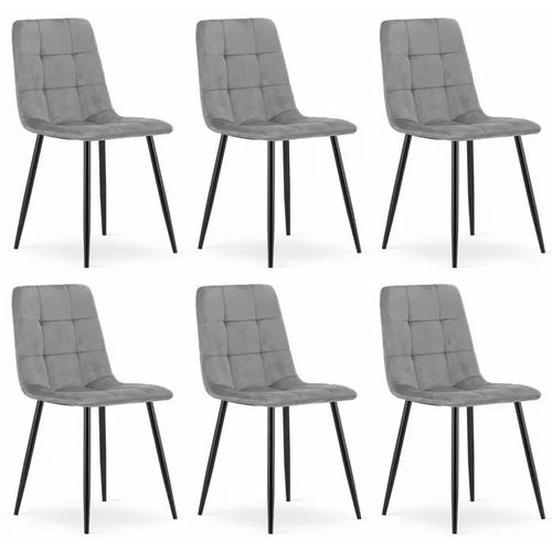 Chaise Komodee Cetara - 6 Pieces - Gris Clair - Tapisser En Velours 51 X 45 X 87 Cm