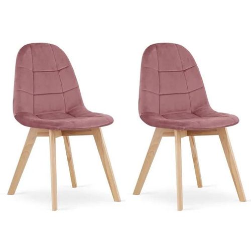 Chaise Komodee Sorano - 2 Pieces - Rose Foncé Tapisser En Velours 54 X 45 X 82 Cm