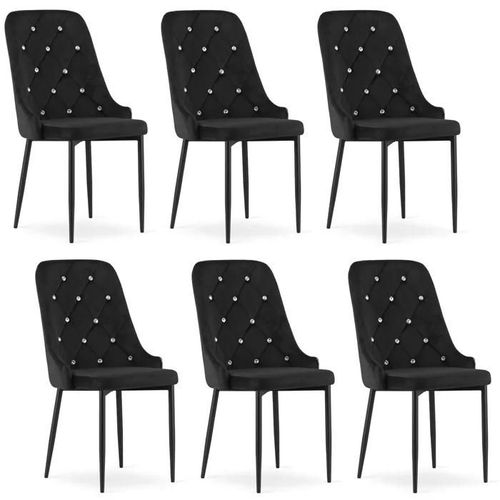 Chaise Komodee Amorosi - 6 Pieces - Noir - Tapisser En Velours 56 X 48 X 93 Cm