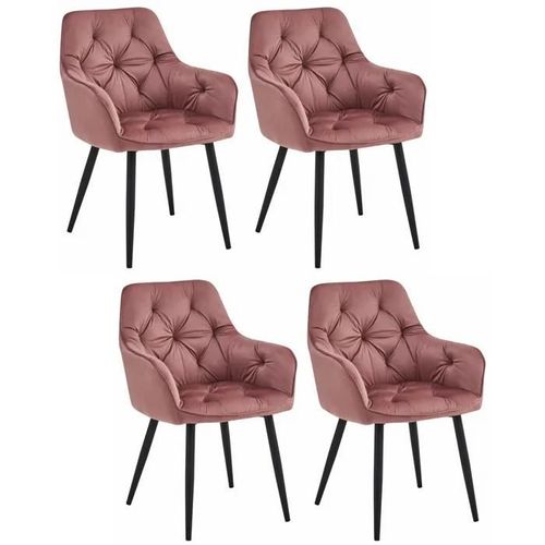 Chaise Komodee Irgoli - 4 Pieces - Rose Tapisser En Velours 62 X 56 X 84 Cm