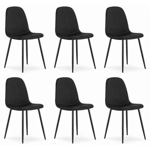 Chaise Komodee Vernazza - 6 Pieces - Noir - Tissu En Velours 51 X 45 X 88 Cm