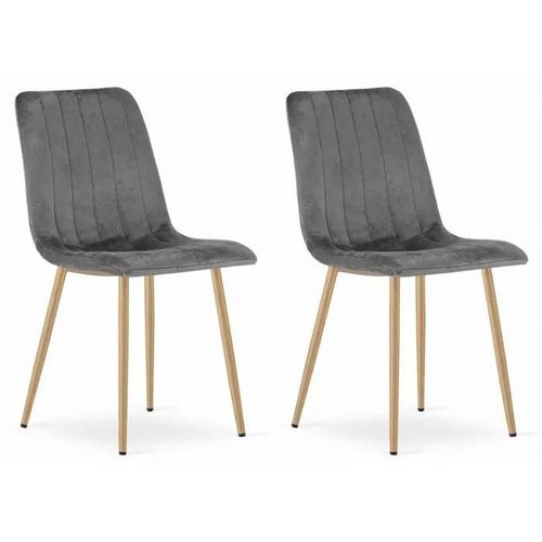 Chaise Komodee Orsara - 2 Pieces - Gris Foncé - Tapisser En Velours 51 X 43 X 90 Cm