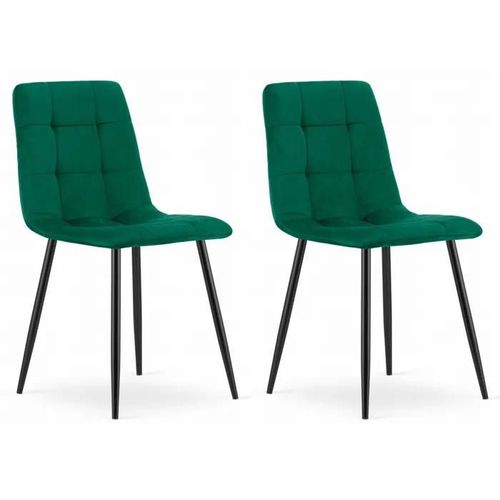 Chaise Komodee Cetara - 2 Pieces - Vert Foncé - Tapisser En Velours 51 X 45 X 87 Cm