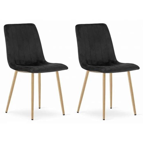 Chaise Komodee Orsara - 2 Pieces - Noir - Tapisser En Velours 51 X 43 X 90 Cm