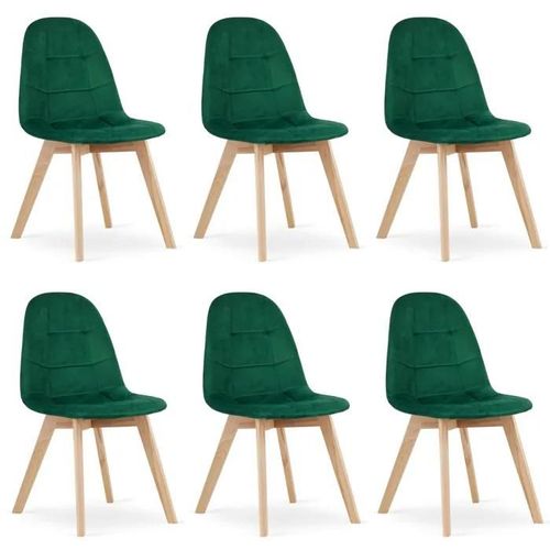 Chaise Komodee Sorano - 6 Pieces - Vert Foncé - Tapisser En Velours 54 X 45 X 82 Cm