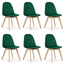 Chaise Komodee Sorano - 6 Pieces - Vert Foncé - Tapisser En Velours 54 X 45 X 82 Cm