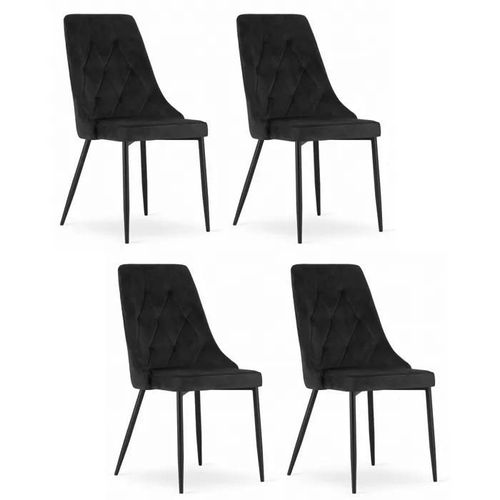 Chaise Komodee Brisighella - 4 Pieces - Noir - Tapisser En Velours 61 X 49 X 94 Cm