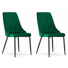 Chaise Komodee Brisighella - 2 Pieces - Vert Foncé - Tapisser En Velours 61 X 49 X 94 Cm