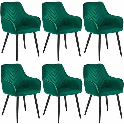 Chaise Komodee Nemi - 6 Pieces - Vert Foncé - Tapisser En Velours 61 X 54 X 84 Cm