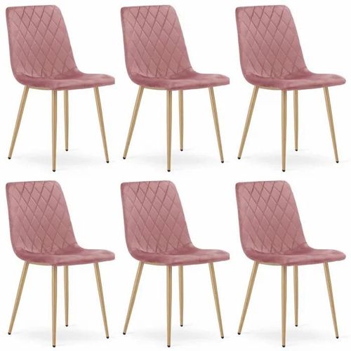 Chaise Komodee Scanno - 6 Pieces - Rose Tapisser En Velours 53 X 45 X 89 Cm
