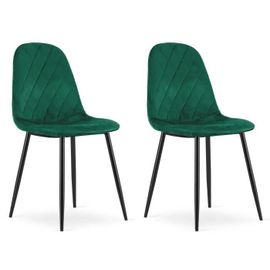 Chaise Komodee Pienza - 2 Pieces - Vert Foncé - Tapisser En Velours 51 X 45 X 88 Cm