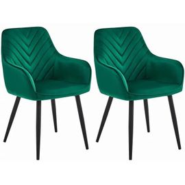 Chaise Komodee Nemi - 2 Pieces - Vert Foncé - Tapisser En Velours 61 X 54 X 84 Cm